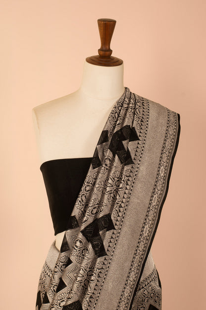 Handwoven Black Georgette Sari