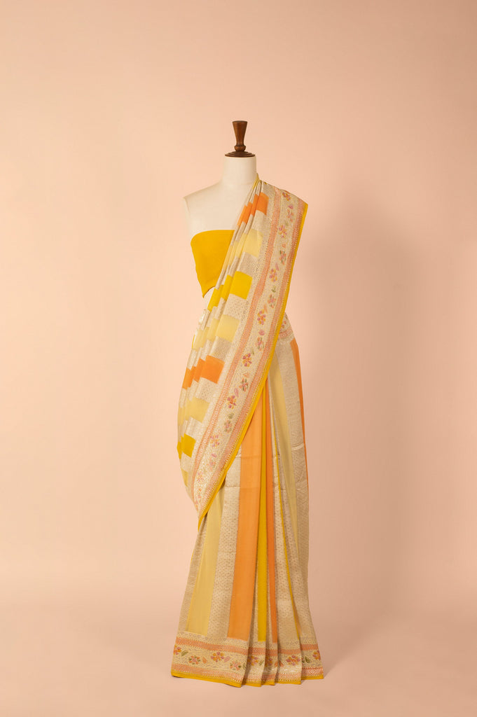 Handwoven Multicolor Georgette Sari