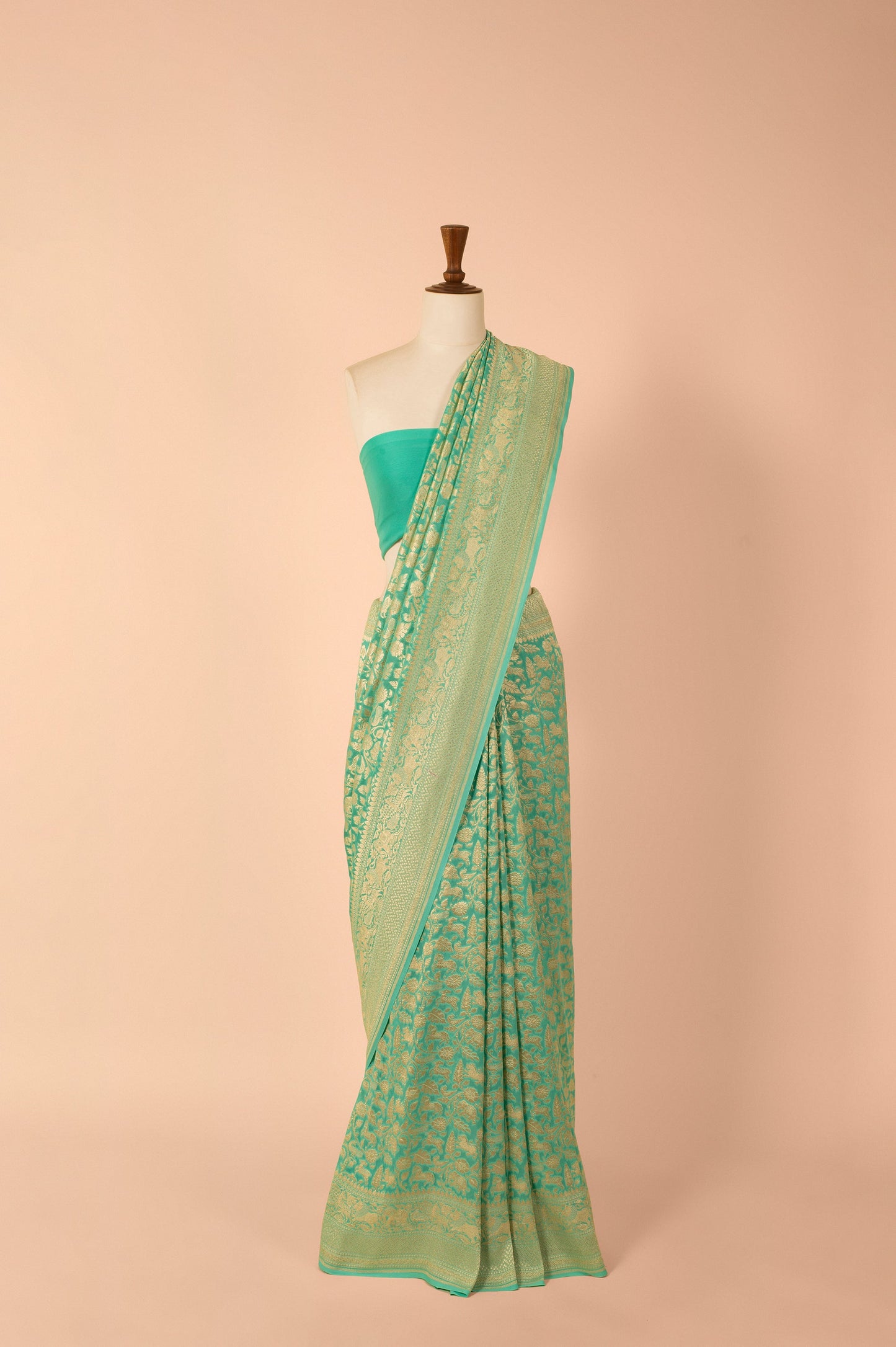 Handwoven Blue Georgette Saree