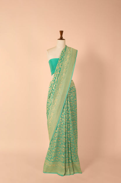 Handwoven Blue Georgette Saree