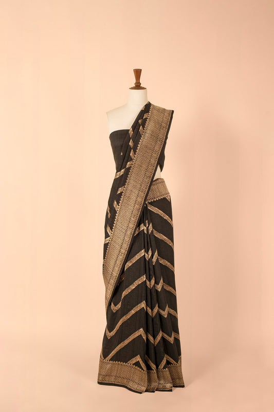 Handwoven Black Tussar Saree