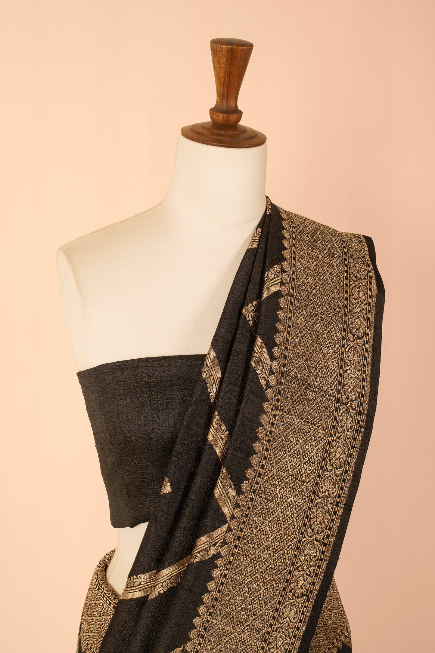 Handwoven Black Tussar Saree