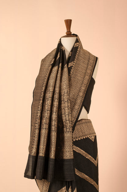 Handwoven Black Tussar Saree