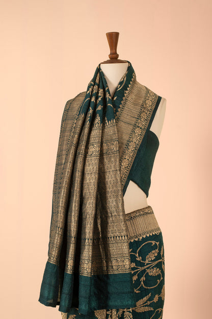 Handwoven Deep Blue Tussar Sari