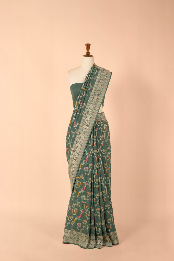 Handwoven Grey Tussar Saree