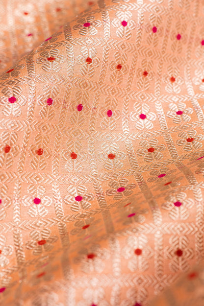 Handwoven Peach Silk Blouse Fabric