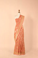 Handwoven Peach Silk Sari
