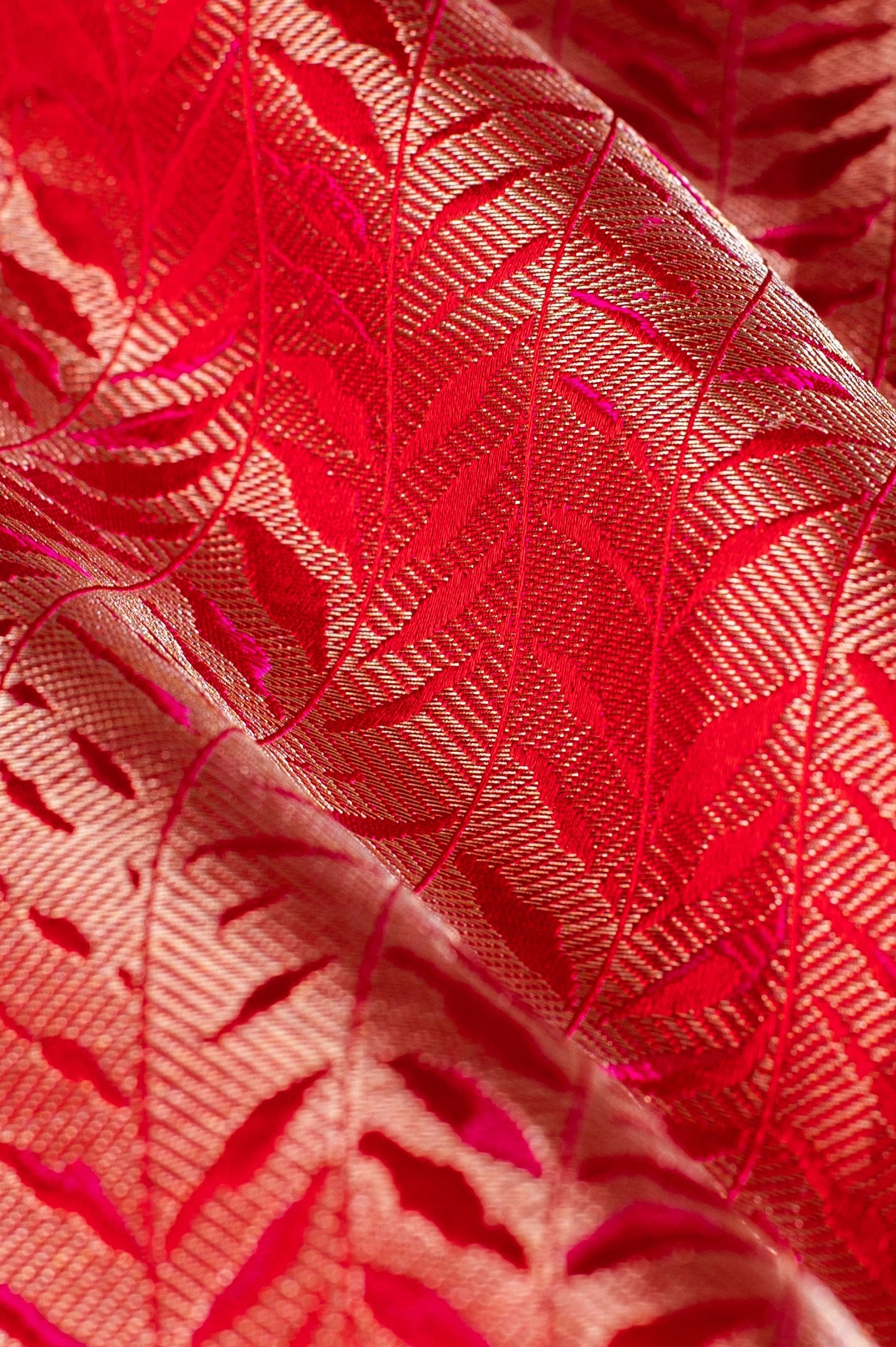 Handwoven Red Silk Blouse Fabric