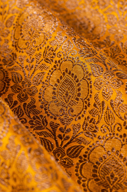 Handwoven Mustard Silk Blouse Fabric