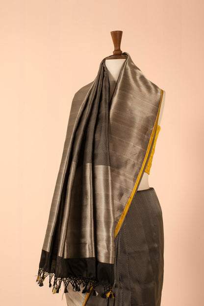 Handwoven Black Silk Sari