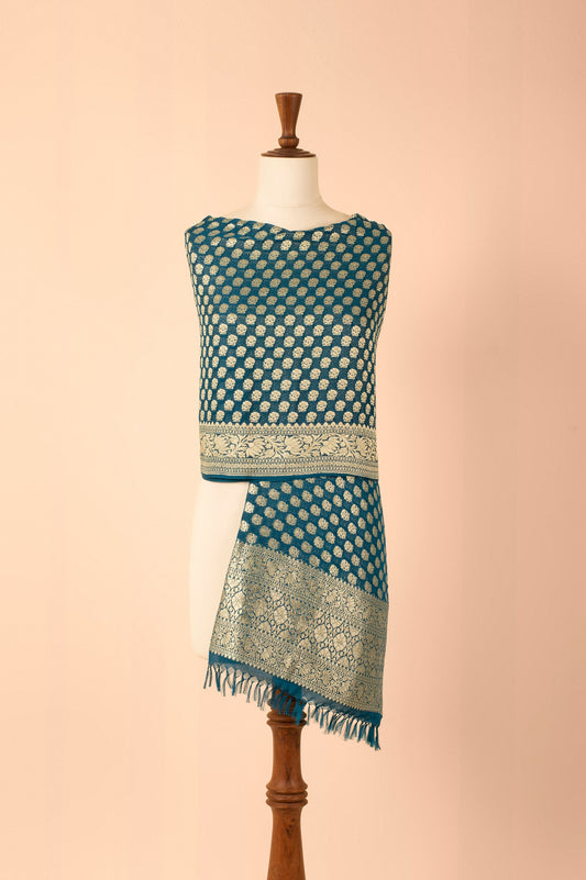 Handwoven Blue Georgette Dupatta