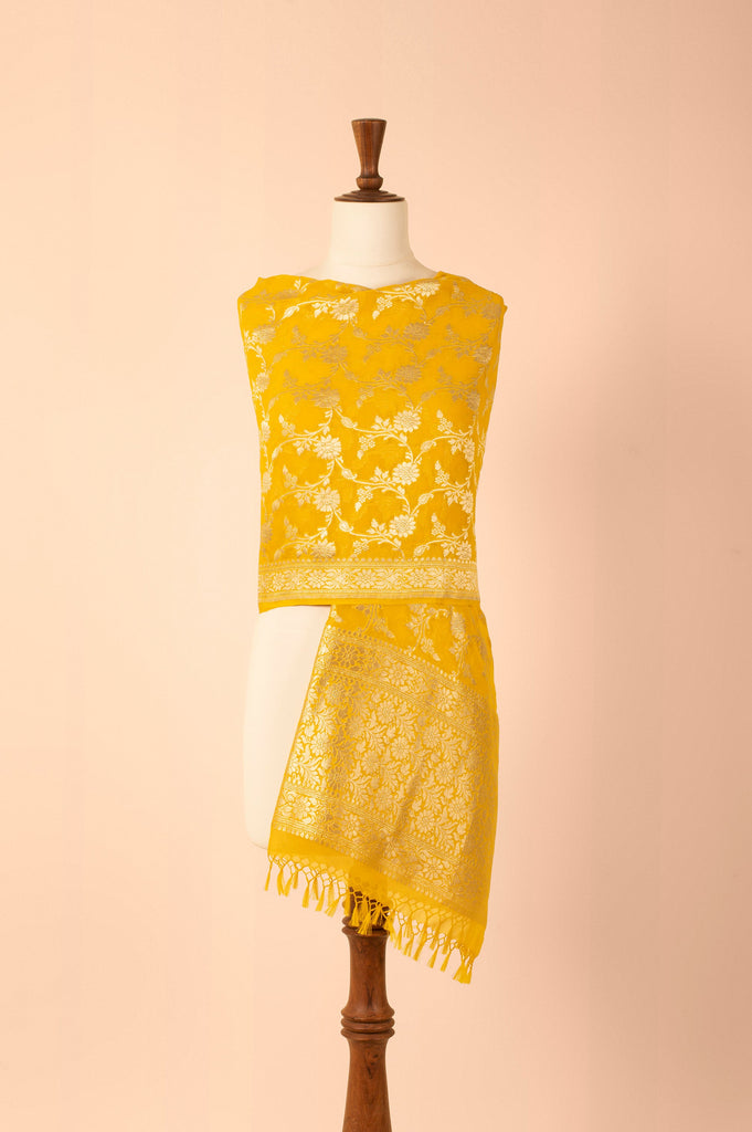 Handwoven Yellow Georgette Dupatta