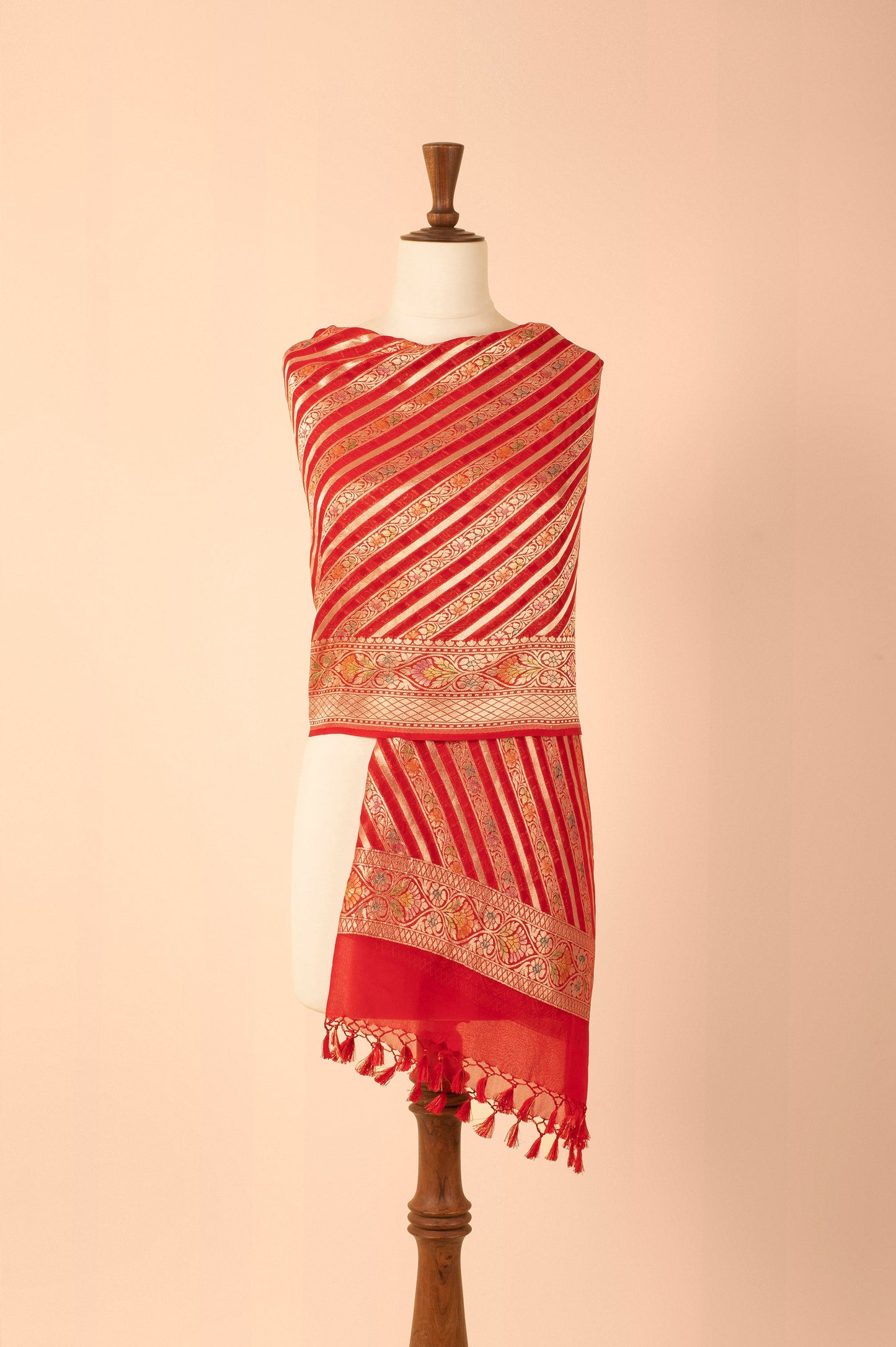 Handwoven Red Georgette Dupatta