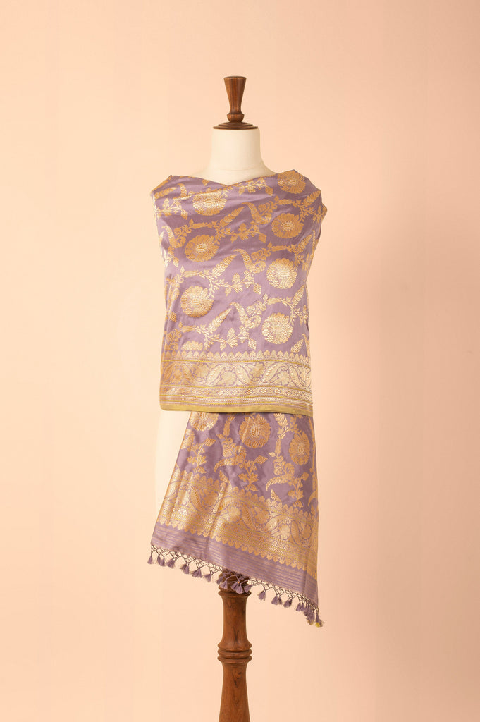 Handwoven Mauve Silk Dupatta