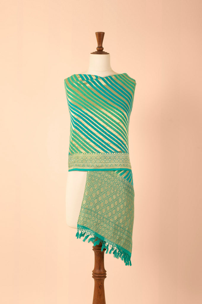 Handwoven Green Georgette Dupatta