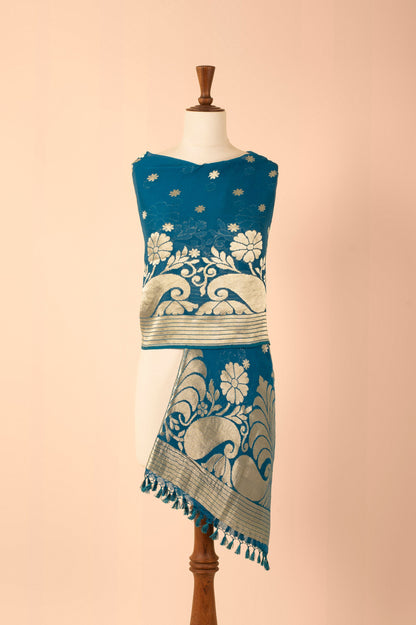 Handwoven Blue Georgette Dupatta