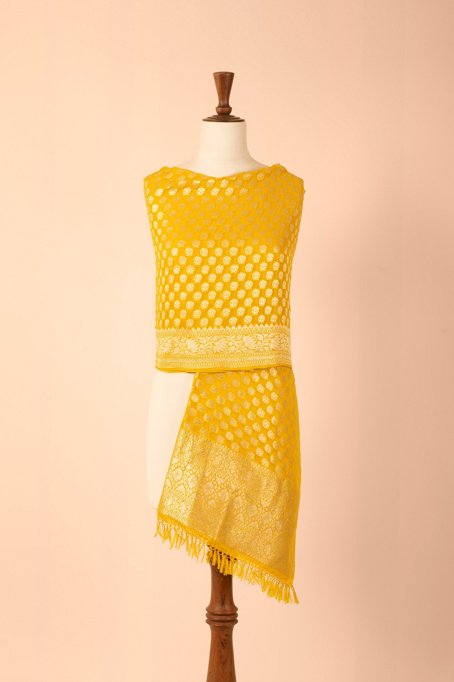 Handwoven Yellow Georgette Dupatta