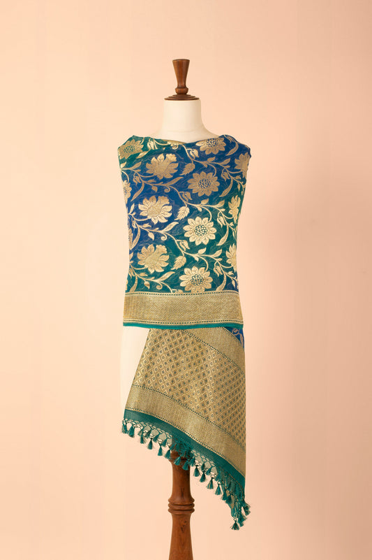 Handwoven Blue Georgette Dupatta