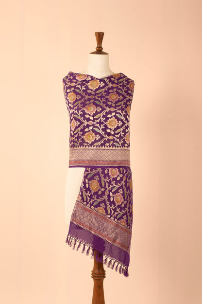 Handwoven Purple Georgette Dupatta