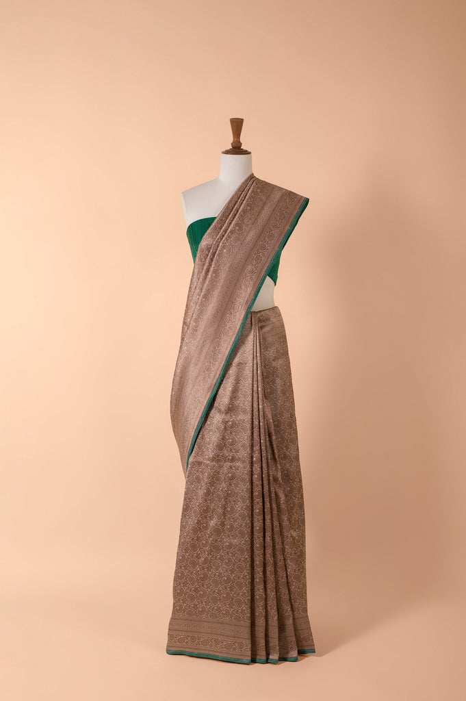 Handwoven Grey Silk Sari