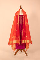 Handwoven Garnet Silk Suit Piece