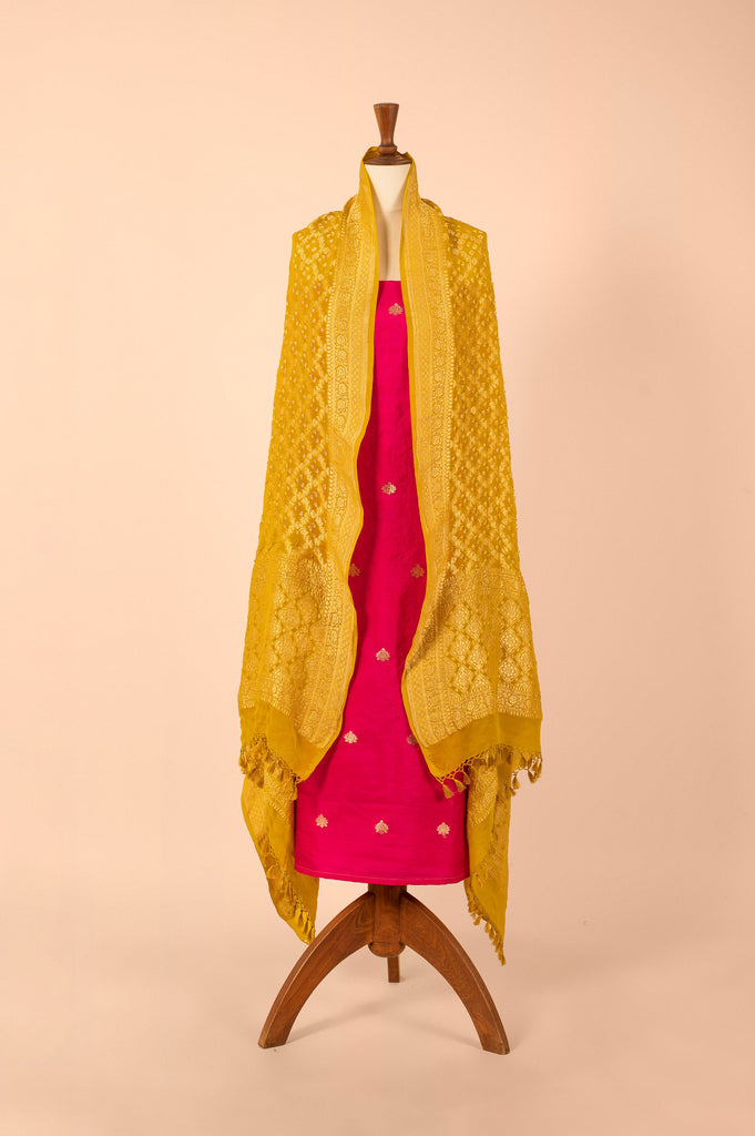 Handwoven Pink Silk Suit Piece
