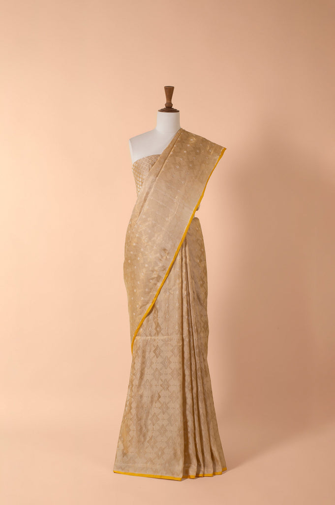 Handwoven Grey Tissue Sari