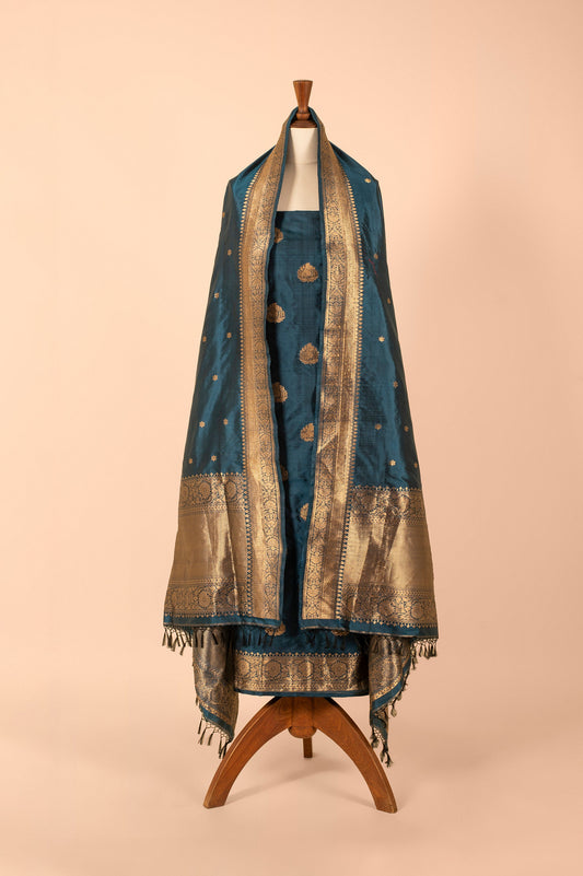 Handwoven Blue Silk Suit Piece