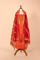 Handwoven Orange Silk Suit Piece