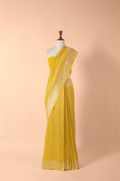 Handwoven Yellow Georgette Sari