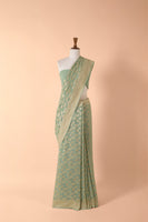 Handwoven Green Georgette Sari