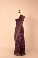 Handwoven Purple Real Zari Silk Sari