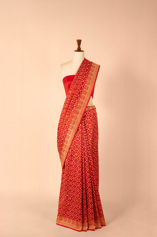 Handwoven Red Real Zari Silk Saree