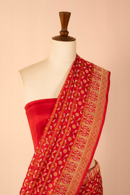 Handwoven Red Real Zari Silk Saree
