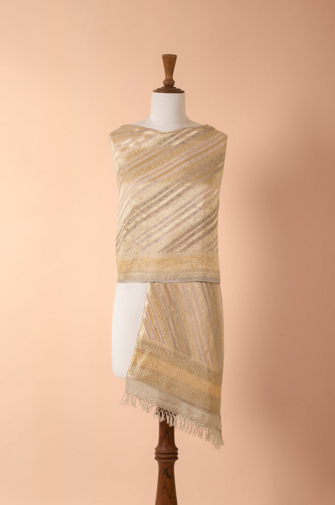 Handwoven Grey Georgette Dupatta