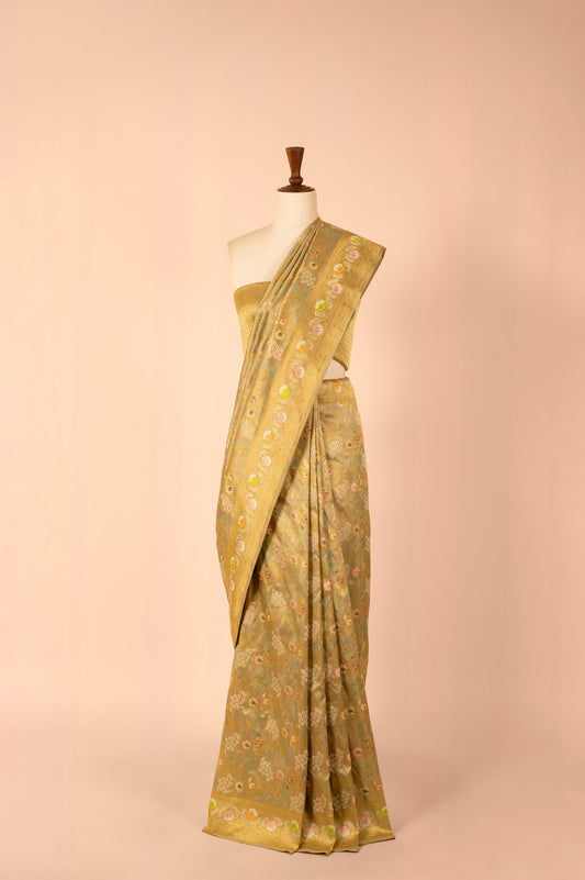 Handwoven Ivory Real Zari Silk Sari