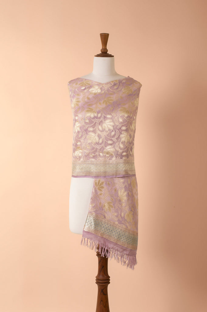 Handwoven Lavender Georgette Dupatta