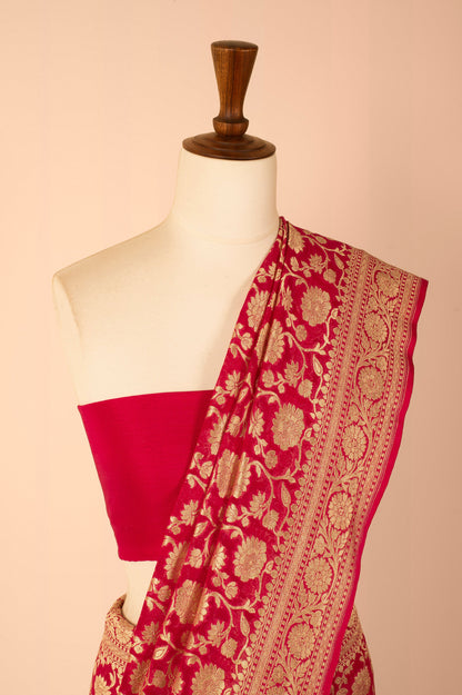 Handwoven Red Georgette Sari