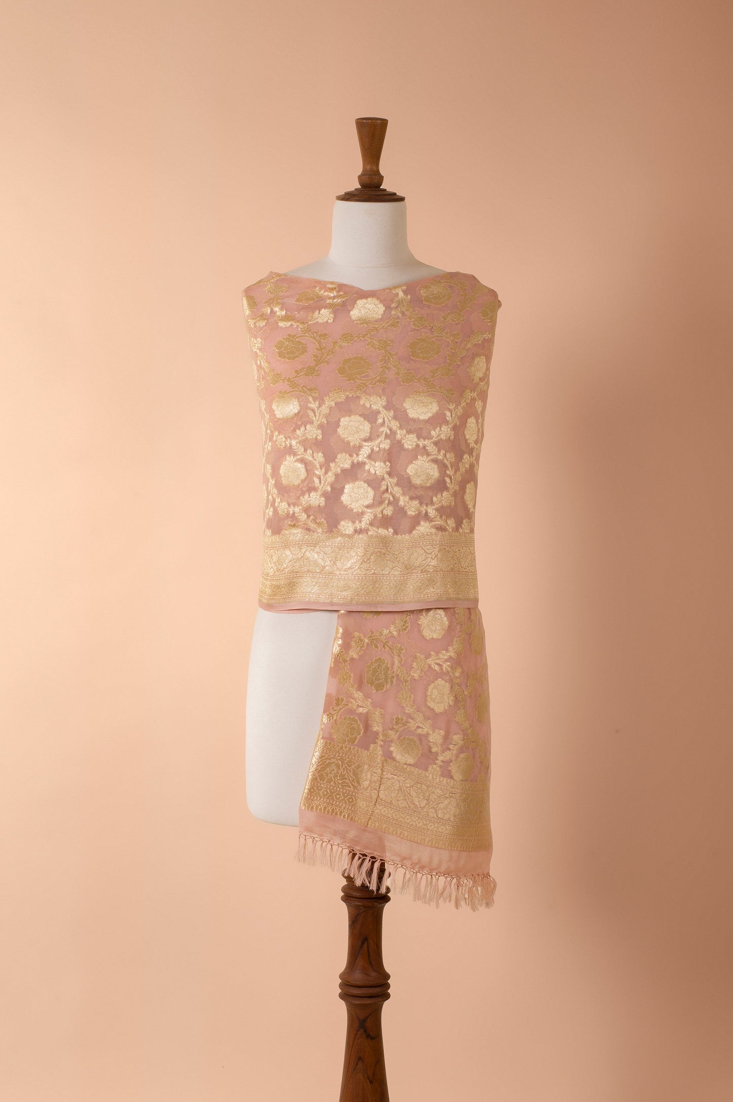 Handwoven Pink Georgette Dupatta