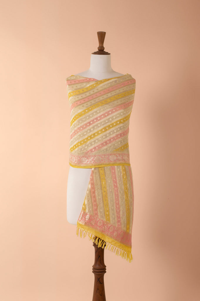 Handwoven Yellow Georgette Dupatta