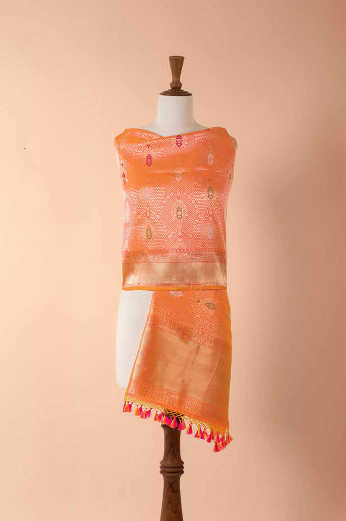 Handwoven Orange Silk Dupatta