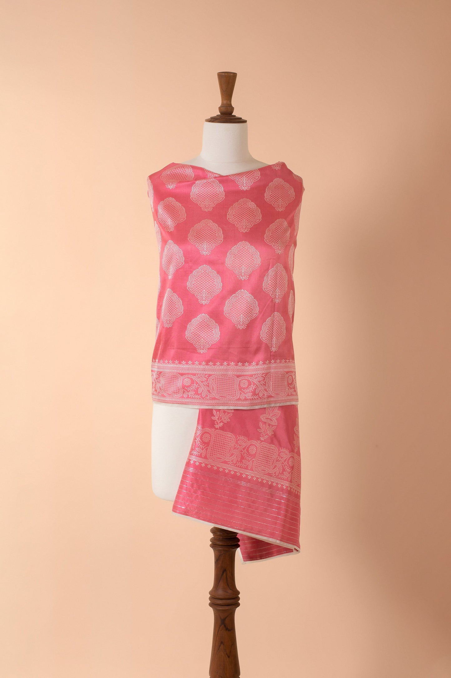 Handwoven Pink Silk Dupatta