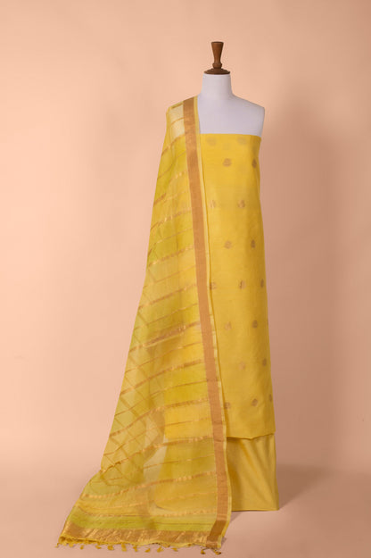 Handwoven Yellow Chanderi Cotton Suit Piece