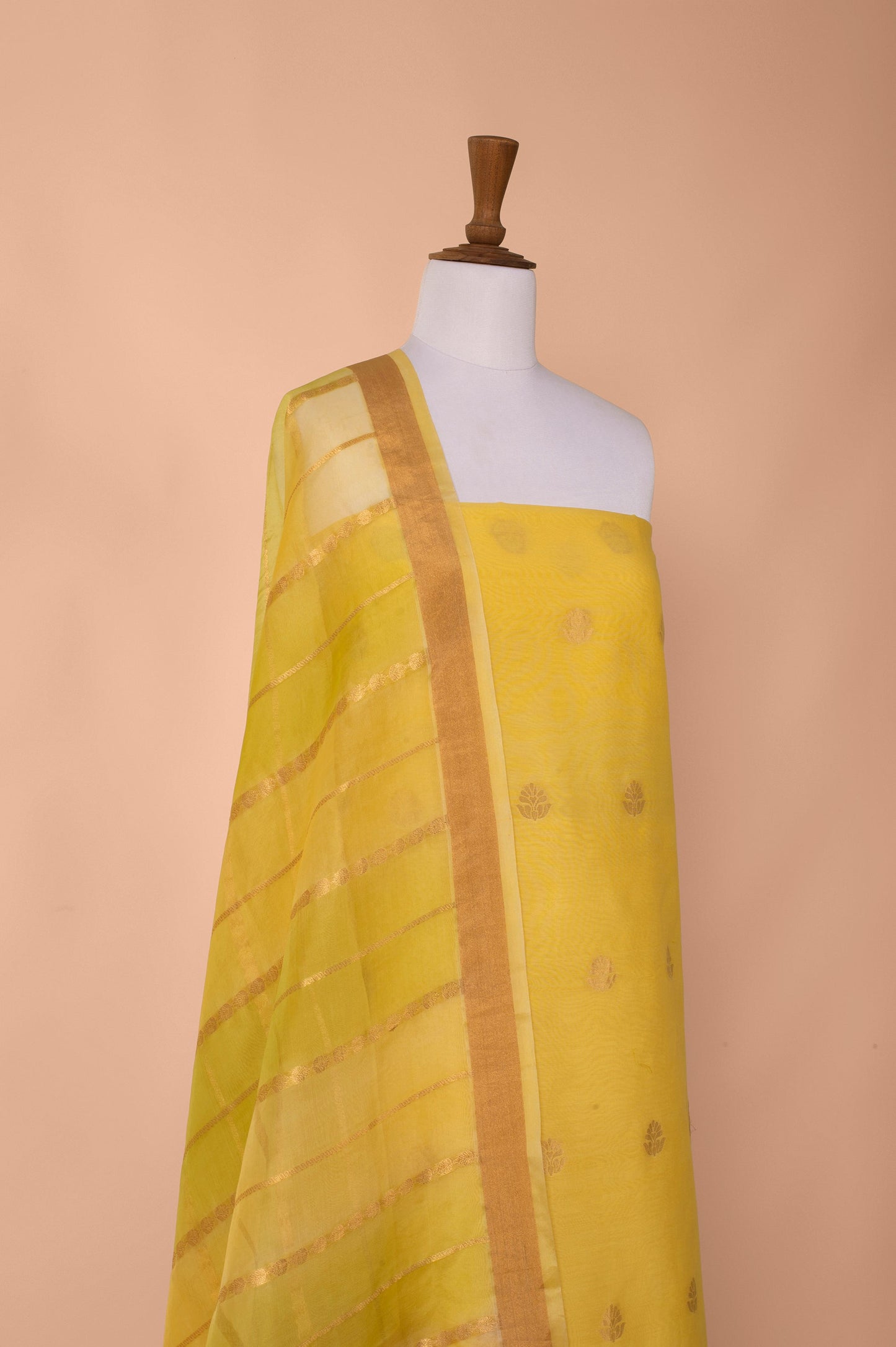 Handwoven Yellow Chanderi Cotton Suit Piece