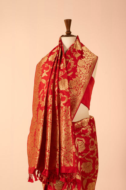 Handwoven Red Silk Sari