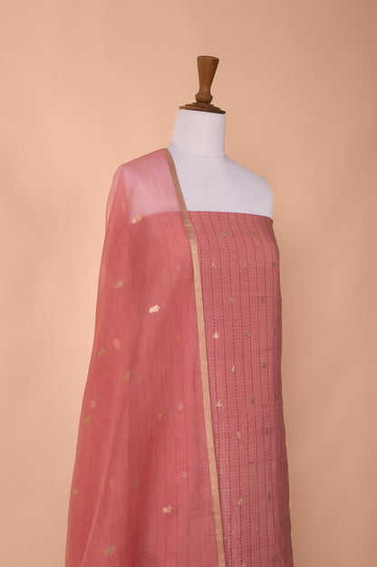 Handwoven Pink Digital Printed Silk Suit Piece