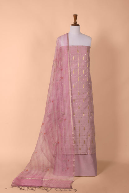 Handwoven Mauve Digital Printed Chanderi Cotton Suit Piece