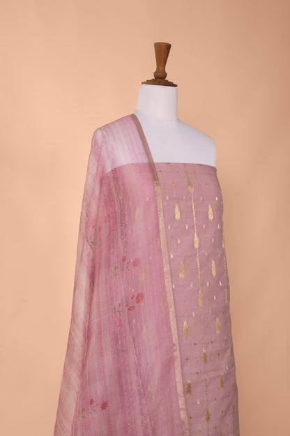 Handwoven Mauve Digital Printed Chanderi Cotton Suit Piece