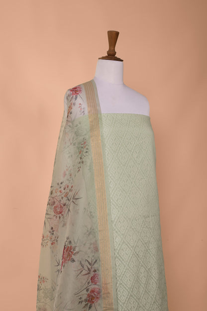 Handwoven Light Blue Digital Printed Chanderi Cotton Suit Piece