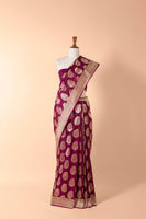Handwoven Wine Silk Sari
